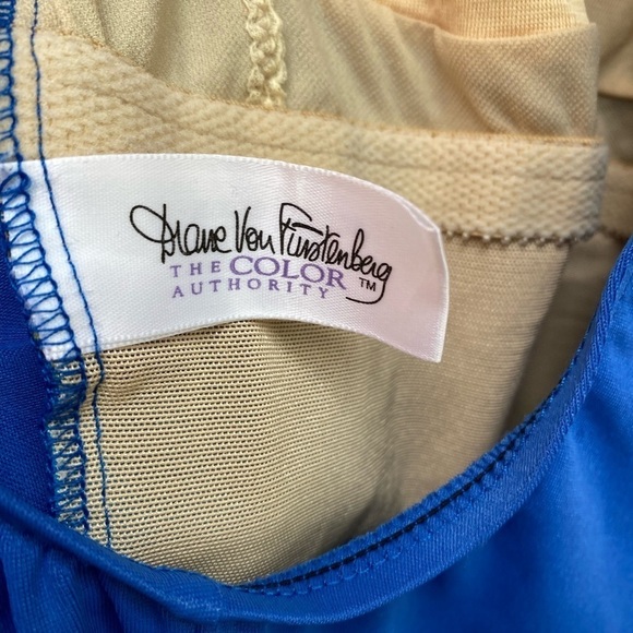 Diane Von Furstenberg Womens 8 Blue Drop Back One Peice Swim Bathing Suit - Picture 6 of 10